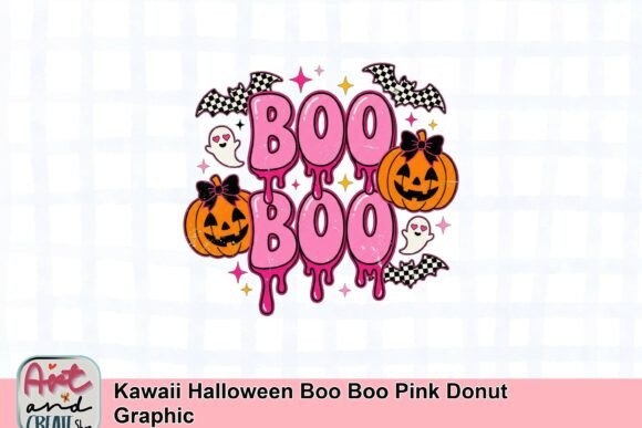 Kawaii Halloween Boo Boo Pink Donut Graphic